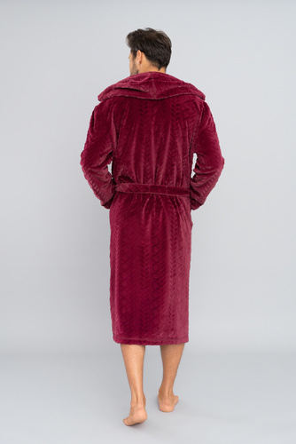 Zygmunt Szlafrok męski z kapturem Italian Fashion- bordowy