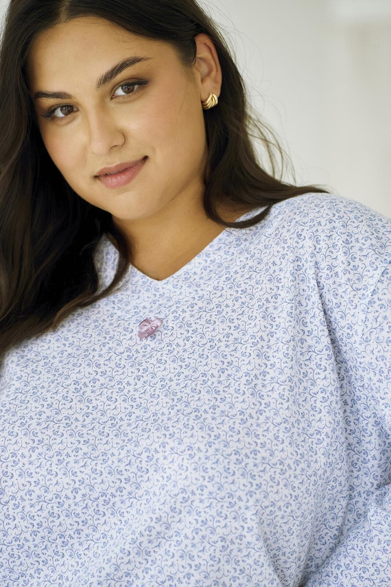 Piżama damska Debora 3463 TARO – bawełniana, długi rękaw, komfort i styl na noc