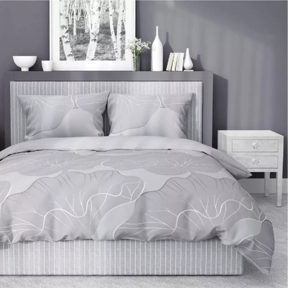 4966B Pościel bawełniana kwiaty Detexpol - szary