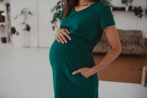 Night & Day Koszula nocna ciążowa i do karmienia krótki rękaw Milk&Love butelkowa zieleń