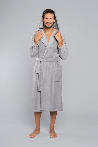 Mimas Szlafrok męski z kapturem Italian Fashion- szary