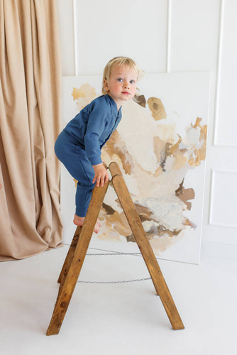 "Natural Waffel" Makoma Bluza denim