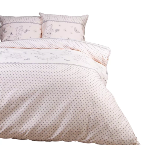 31503/1 Pościel flanelowa kwiaty Darymex pudrowy róż