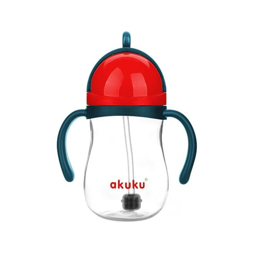 ALA0164 Bidon ze słomką i odważnikiem Akuku czerwony/granat