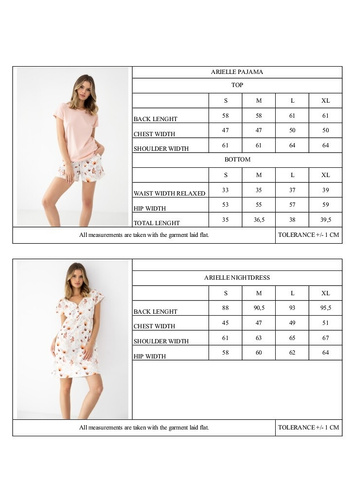 Piżama damska Sensis Arielle ecru bambusowo-bawełniana, krótki rękaw, szorty