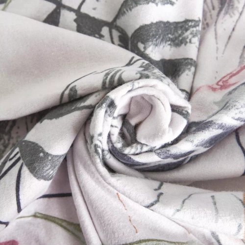 31505/1 Pościel flanelowa liście Darymex biały