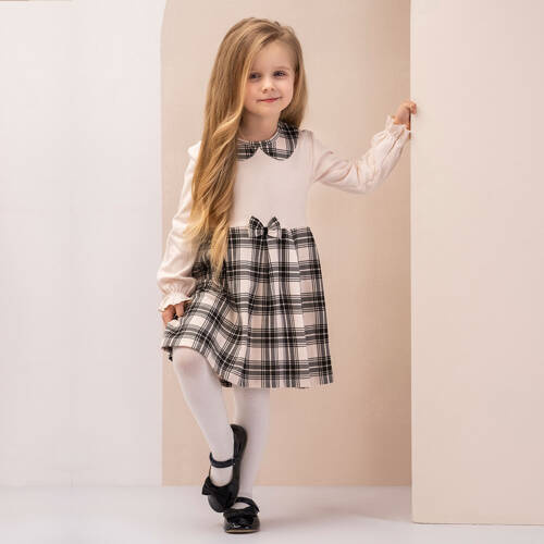 Sukienka 163667 "Magia Świąt" Nicol - kratka: czarny, beżowy