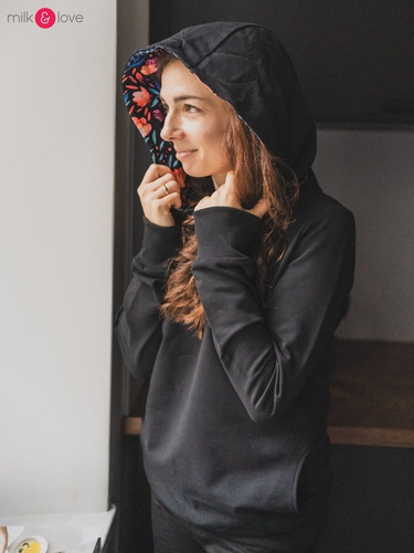 Milk Please bluza do karmienia Milk&Love z kapturem czarny