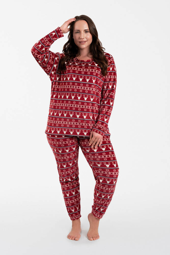 Islandia Polarowy Komplet Damski Italian Fashion - druk bordowy