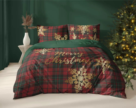 5301 A Pościel świąteczna Merry Christmas Detexpol czerwony