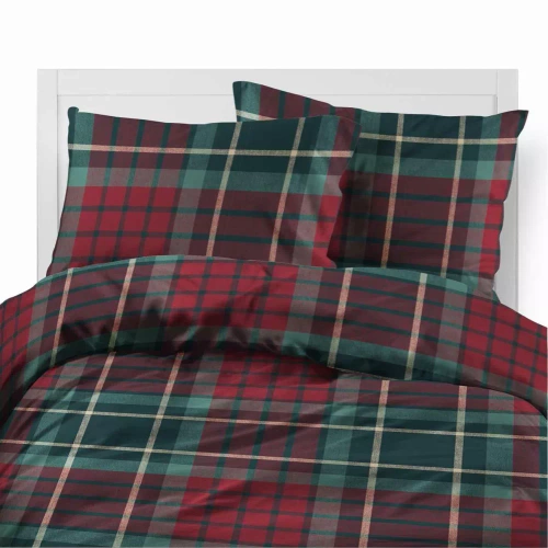 5623 A Magia Świąt Pościel flanelowa świąteczna Detexpol krata czerwono-zielona– bawełna 100%, 160 g/m², zamek, OEKO-TEX®