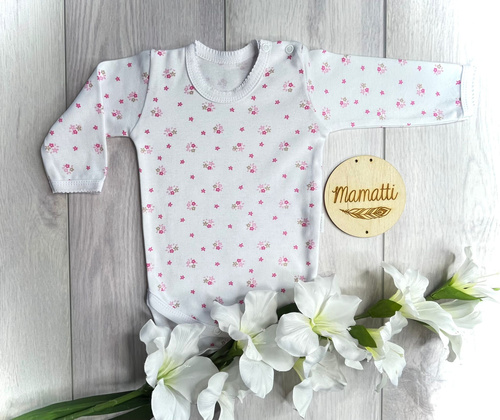 Body Bawełniane dla Niemowląt Mamatti BD15326 Kwiatki – Długi Rękaw