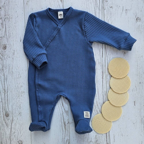 "Natural Waffel" Makoma Pajacyk niemowlęcy denim