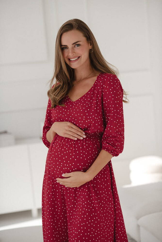 Lovely Dress Midi Milk&Love sukienka ciążowa i do karmienia czerwona w groszki