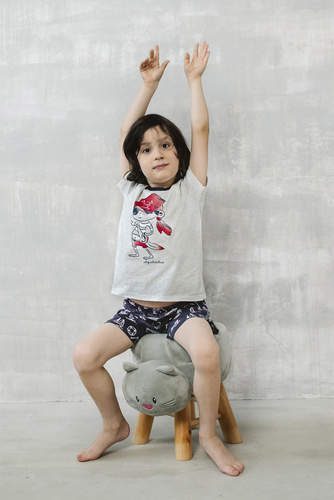 Piżama chłopięca krótki rękaw, spodnie Italian Fashion Kastos - jasny melanż