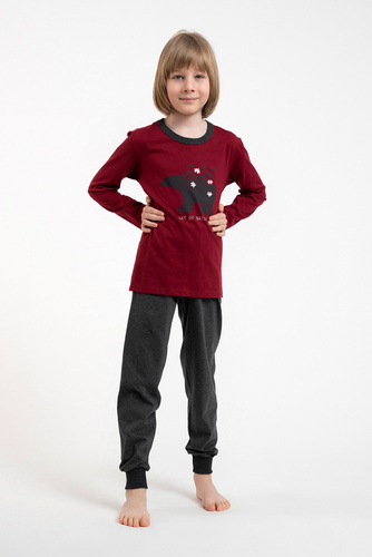 Morten Italian Fashion Piżama dziecięca bordowy/c.melanż 