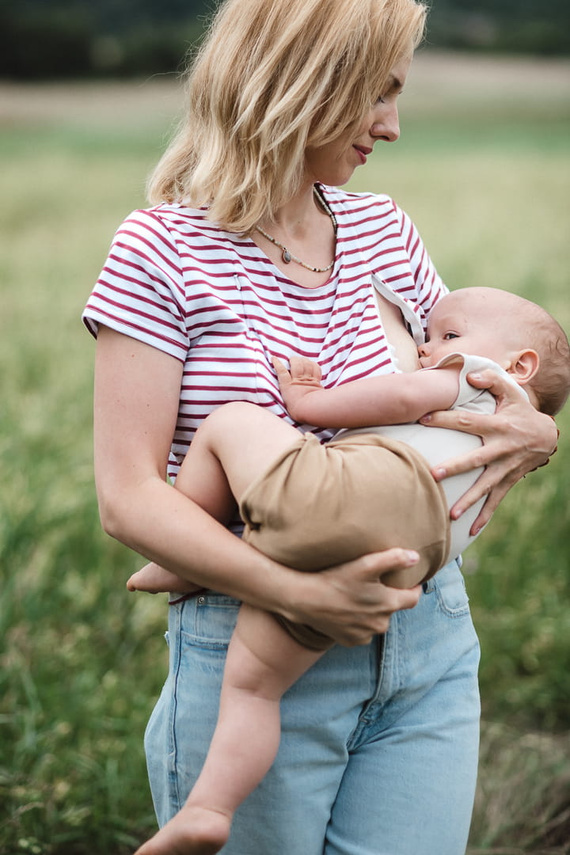 Bluzka do karmienia z krótkim rękawem Milk&Love w paski