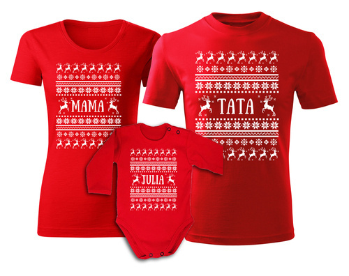 "MAMA TATA DZIECKO sweterki " zestaw koszulek świątecznych Moocha