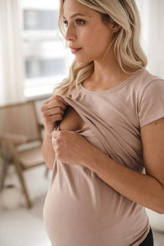 Milk Shirt Milk&Love bluzka do karmienia beżowy