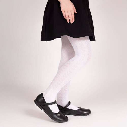 141804 Rajstopy żakardowe W3 Nicol - biały