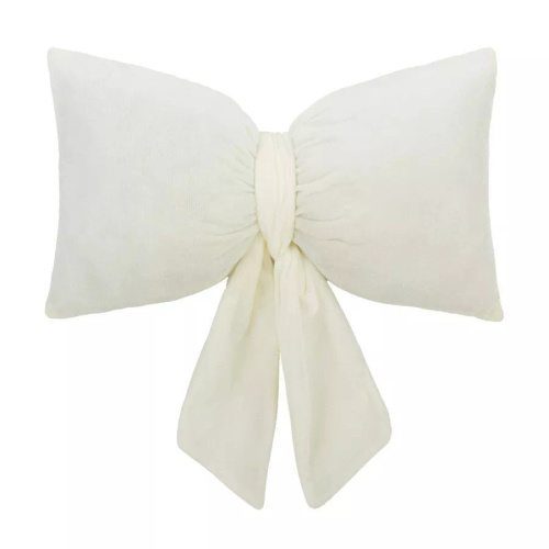 Poduszka świąteczna Kokarda 40x23 Spod Igły i Nitki – kremowa poduszka z weluru velvet, certyfikat Oeko-Tex