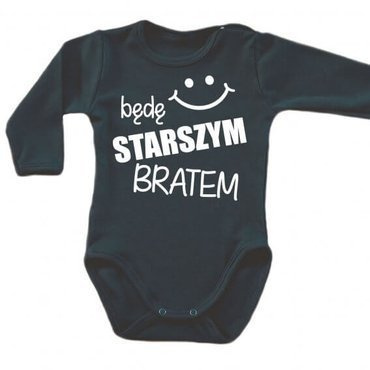 "Będę STARSZYM bratem v2" Moocha body długi rękaw czarny