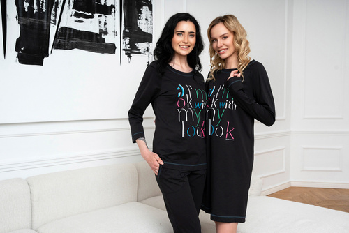 Olza Piżama Damska 3/4 rękaw, 3/4 spodnie Italian Fashion - czarny