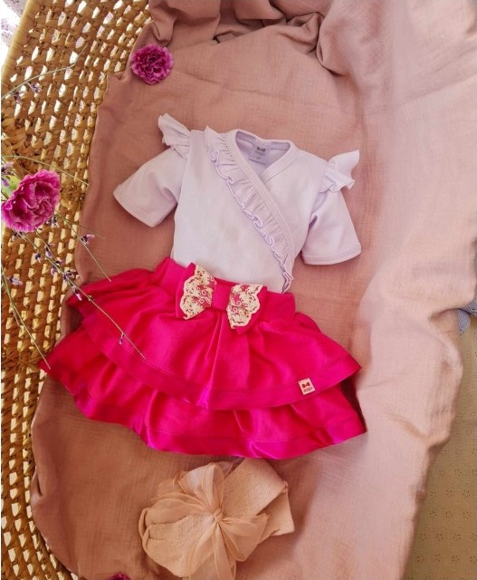 362F Calinka Body rozpinane z krótkim rękawem Marija - jasny fiolet