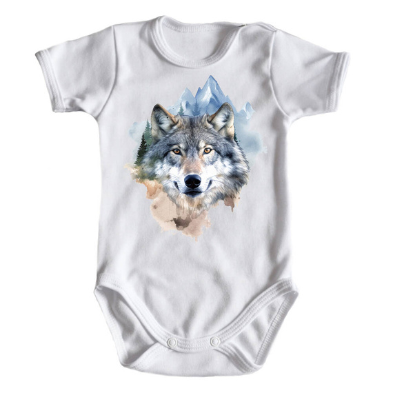 "Wilki" Moocha body krótki rękaw biały