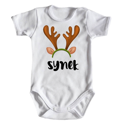 "Synek" Moocha Body świąteczne krótki rękaw do zestawu MAMA TATA SYN biały
