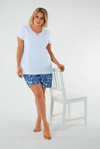 Tulip Piżama Damska krótki rękaw, spodenki Italian Fashion - niebieski/druk