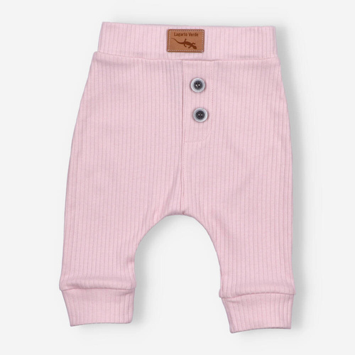 KAR-0001/JRO Spodnie z dzianiny prążkowej Lagarto Verde - różowy