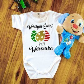 Body krótki rękaw "Moja pierwsza Wielkanoc" Moocha białe