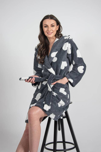 671 Serca Krótki Szlafrok damski Forex - grafit