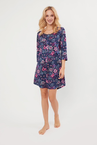 Folk rozpinana koszula nocna, rękaw 3/4 Italian Fashion - druk