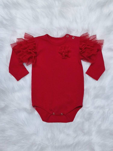 Carmen Bambarillo Body z długim rękawem czerwony