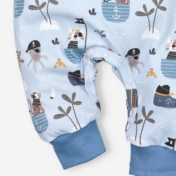 ABN-5009 Piraci Rampers z bawełny organicznej Nini niebieski