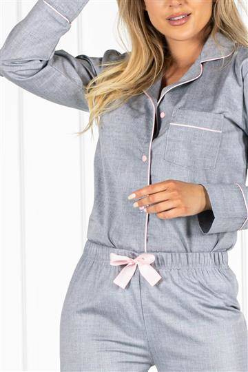 Eve piżama damska rozpinana Momenti Per Me grey