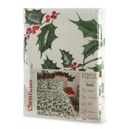 Tori Pościel świąteczna liście z mikrowłókna Eurofirany zielony