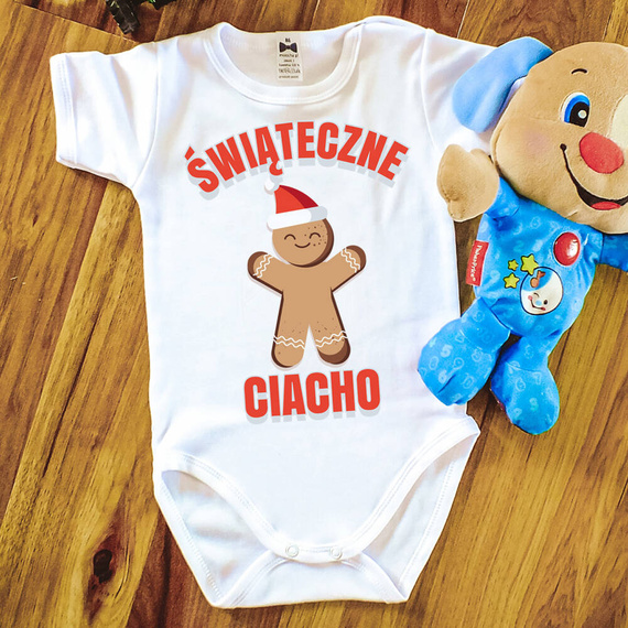 "ŚWIĄTECZNE CIACHO" Moocha body krótki rękaw biały 