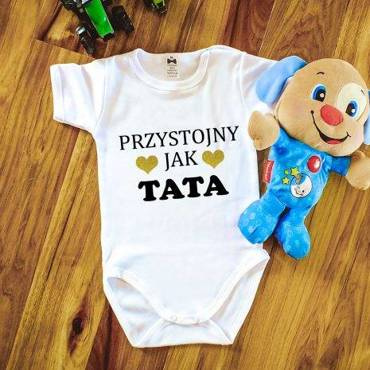 "PRZYSTOJNY JAK TATA" Moocha Body krótki rękaw biały