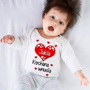 "KOCHANA WNUSIA z imieniem" Moocha body długi rękaw biały