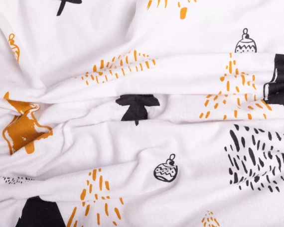 F-87 Pościel flanelowa świąteczna choinki bombki Matex biały