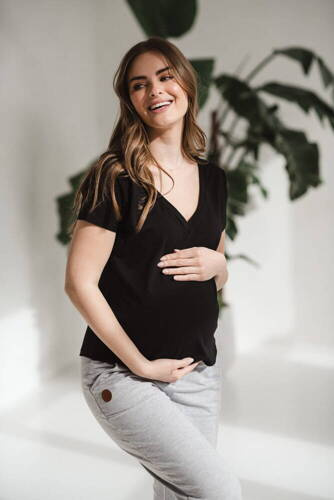 Two Ways Milk&Love bluzka ciążowa i do karmienia z krótkim rękawem czarny