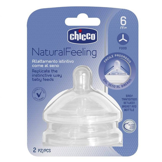 NaturalFeeling  Smoczek Na Butelke  6M+ Kaszka 2szt Chicco