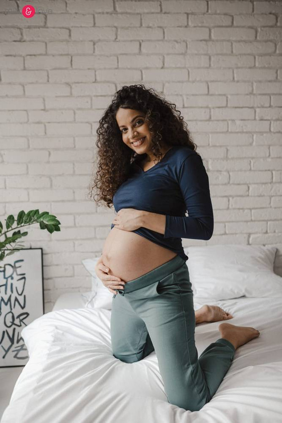 Spodnie Milk&Love dresowe ciążowe morska zieleń