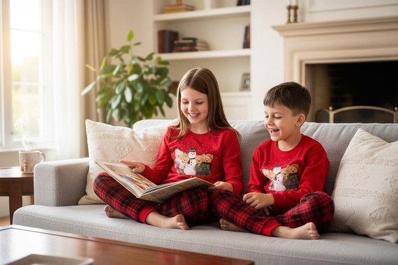 594/185 592/185 Winter Piżama dziewczęca Cornette – świąteczna, czerwona, bawełna