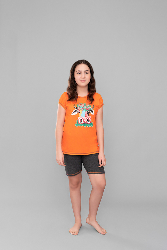 Blonde Italian Fashion Piżama dziewczęca - pomarańcz/ciemny melanż