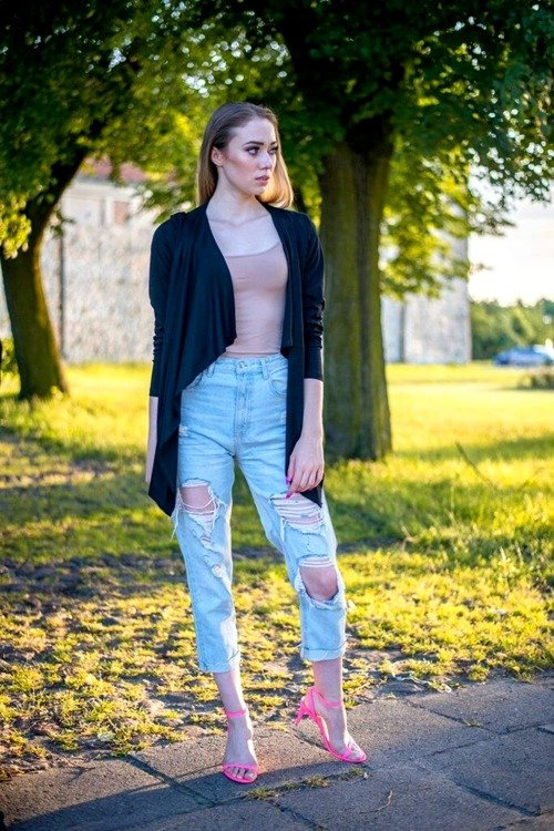 552 Letni Kardigan Sweterek Damski MIRACLE - czarny