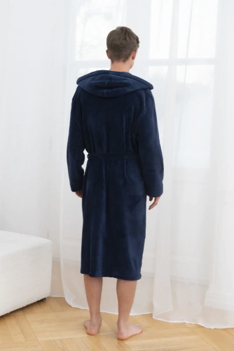 Mimas Szlafrok męski z kapturem Italian Fashion- granatowy